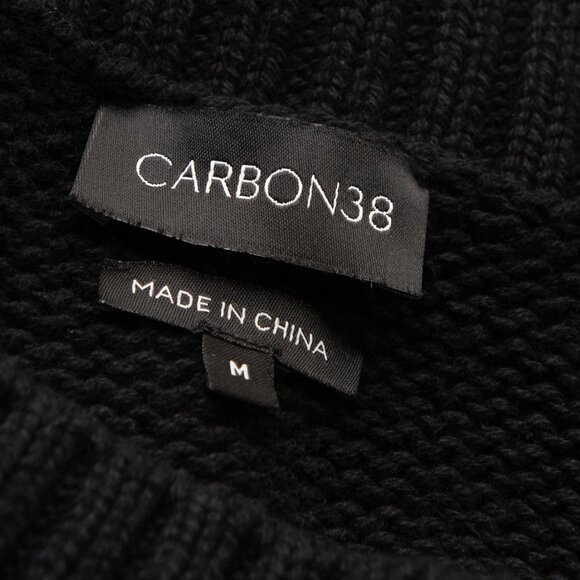 Carbon38 Slouchy Knit Sweater Off The Shoulder Relaxed Black Size Medium - Picture 4 of 6